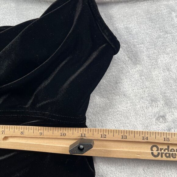 Vintage Tadashi Dress PM Black Velvet Velour Open Back Maxi Whimsigoth - Picture 12 of 16